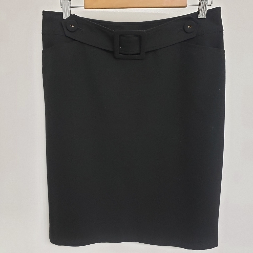 Talbots Women's Sz 10 Straight Stretch Black Skirt with Removeable Front…